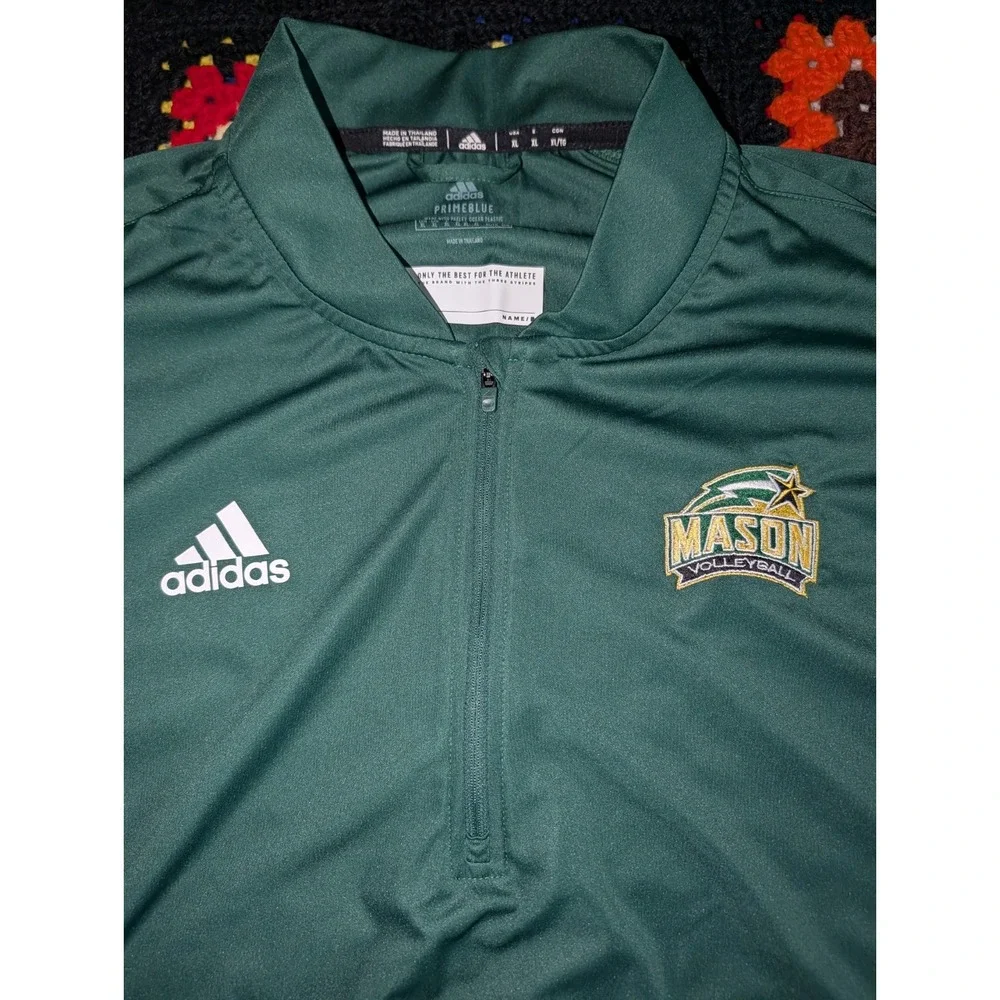 Mason University Adidas Sweater Green Activewear Jacket VolleyBall XL 1/4 Zip